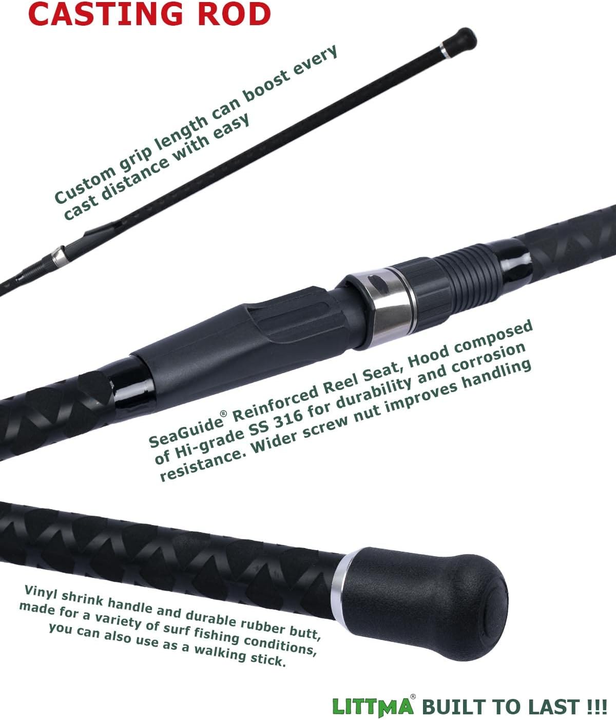 12 foot fishing pole surf casting distance LITTMA Conventional Surf Casting Rod Surf Rods Saltwater 12ft Heavy 10ft 11ft Graphite Surf Rod Surf Casting Rod Surf Portable Rod Surf Rod Saltwater Surf Rod Barra de Surf – LittmaFishingUSA